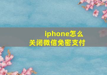 iphone怎么关闭微信免密支付