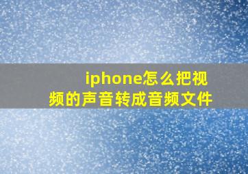 iphone怎么把视频的声音转成音频文件