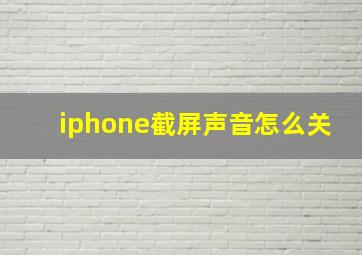 iphone截屏声音怎么关