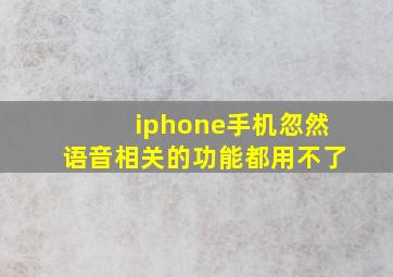 iphone手机忽然语音相关的功能都用不了