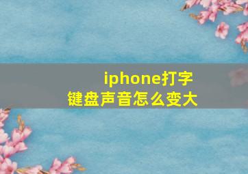 iphone打字键盘声音怎么变大