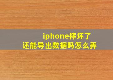 iphone摔坏了还能导出数据吗怎么弄