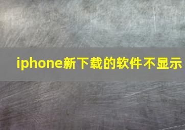 iphone新下载的软件不显示