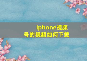 iphone视频号的视频如何下载