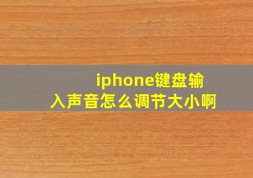 iphone键盘输入声音怎么调节大小啊