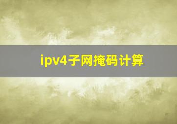 ipv4子网掩码计算