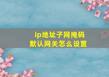 ip地址子网掩码默认网关怎么设置