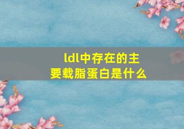 ldl中存在的主要载脂蛋白是什么