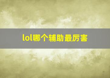 lol哪个辅助最厉害