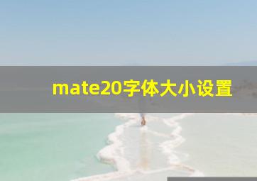 mate20字体大小设置