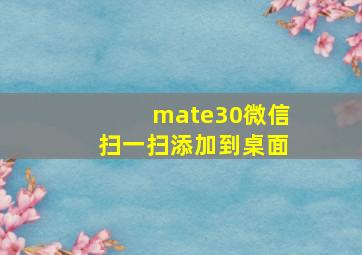 mate30微信扫一扫添加到桌面