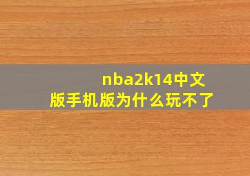 nba2k14中文版手机版为什么玩不了