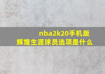 nba2k20手机版辉煌生涯球员选项是什么