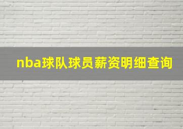 nba球队球员薪资明细查询