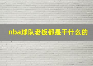 nba球队老板都是干什么的