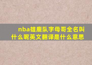 nba雄鹿队字母哥全名叫什么呢英文翻译是什么意思