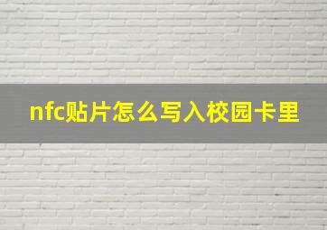 nfc贴片怎么写入校园卡里