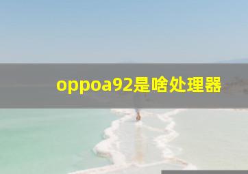 oppoa92是啥处理器