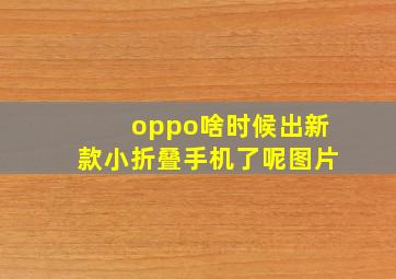 oppo啥时候出新款小折叠手机了呢图片