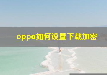 oppo如何设置下载加密