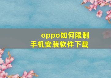 oppo如何限制手机安装软件下载