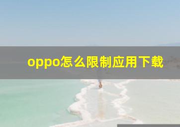 oppo怎么限制应用下载