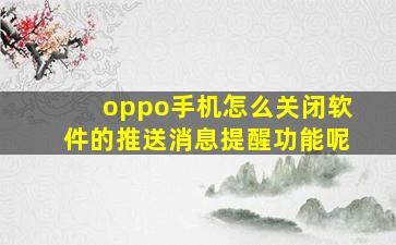 oppo手机怎么关闭软件的推送消息提醒功能呢