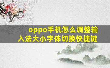 oppo手机怎么调整输入法大小字体切换快捷键