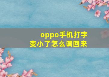 oppo手机打字变小了怎么调回来