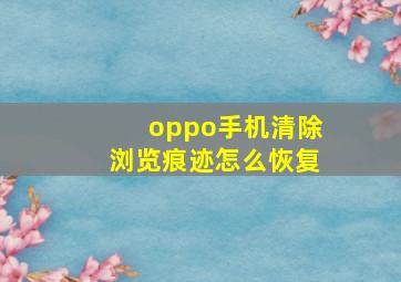 oppo手机清除浏览痕迹怎么恢复