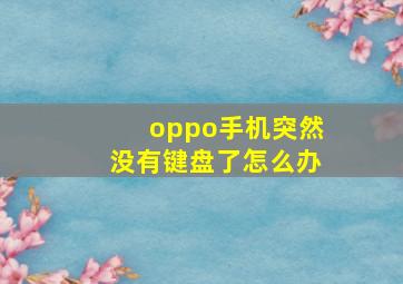 oppo手机突然没有键盘了怎么办