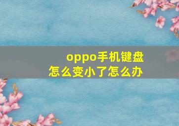 oppo手机键盘怎么变小了怎么办