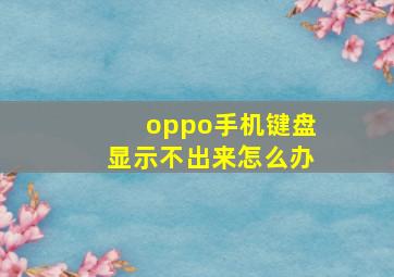 oppo手机键盘显示不出来怎么办