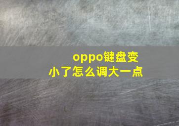 oppo键盘变小了怎么调大一点