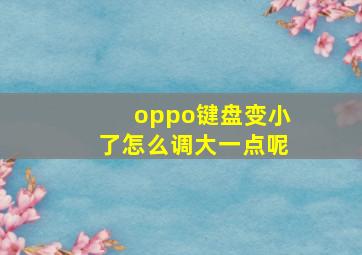 oppo键盘变小了怎么调大一点呢