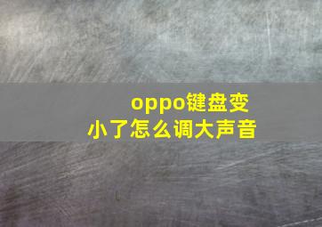 oppo键盘变小了怎么调大声音