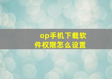 op手机下载软件权限怎么设置