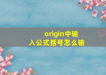 origin中输入公式括号怎么输