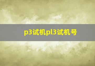 p3试机pl3试机号