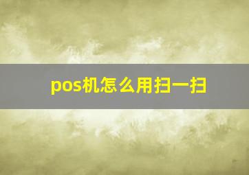 pos机怎么用扫一扫