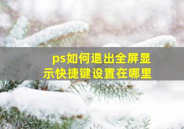 ps如何退出全屏显示快捷键设置在哪里