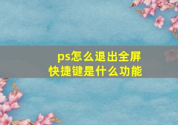 ps怎么退出全屏快捷键是什么功能