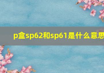 p盒sp62和sp61是什么意思