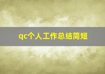 qc个人工作总结简短