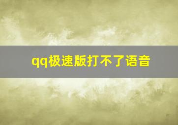 qq极速版打不了语音