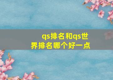 qs排名和qs世界排名哪个好一点