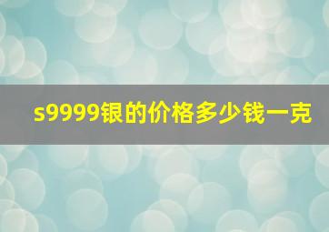 s9999银的价格多少钱一克