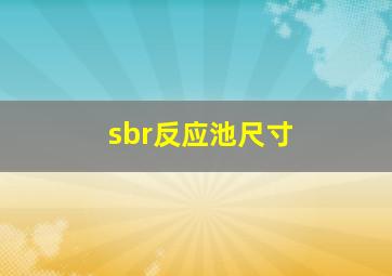 sbr反应池尺寸