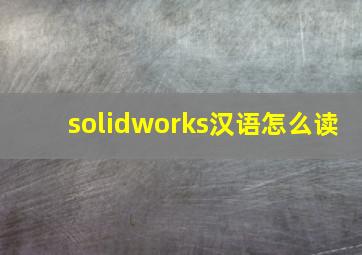 solidworks汉语怎么读