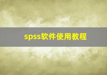 spss软件使用教程